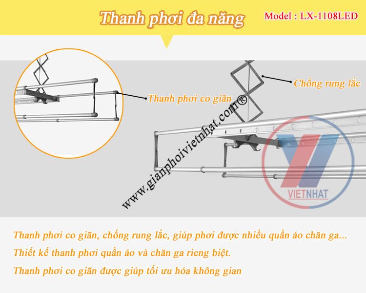 Thanh phơi giàn phơi điều khiển