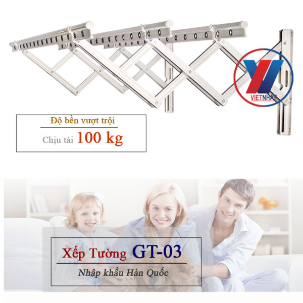 Giàn phơi xếp gắn tường Gt-03 chất lượng tốt. Hệ giàn phơi xếp nhập khẩu (1)